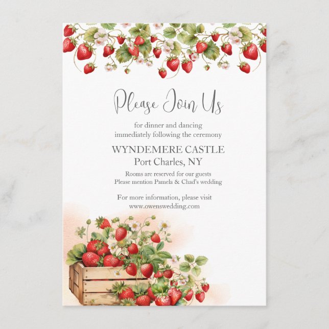Hochzeit von Erdbeeren Begleitkarte (Vorderseite)