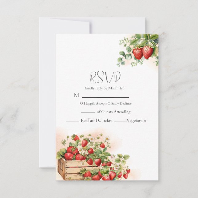 Hochzeit von Erdbeeren RSVP Karte (Vorderseite)