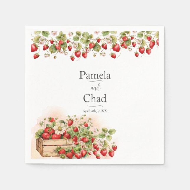 Hochzeit von Erdbeeren Serviette (Vorderseite)