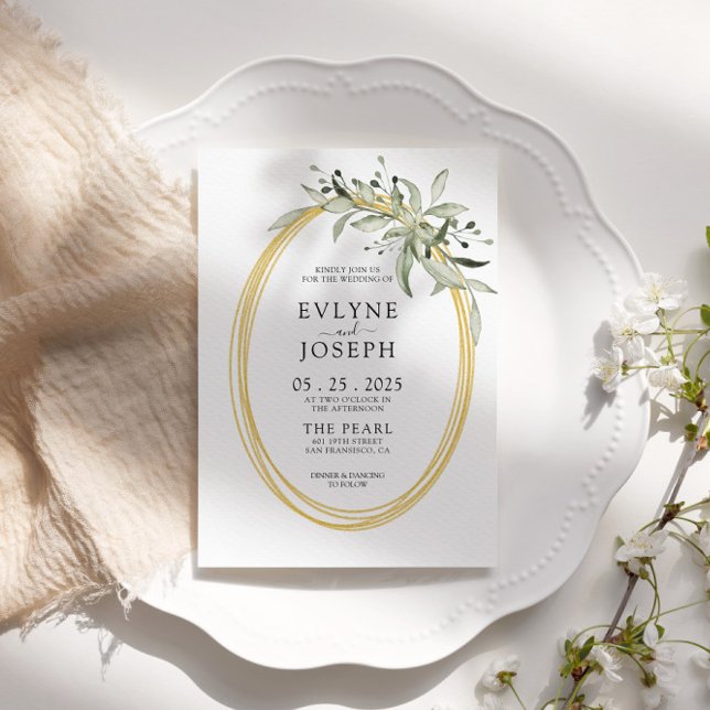 Hochzeit von Eukalyptus-Goldmedaille Einladung (Von Creator hochgeladen)