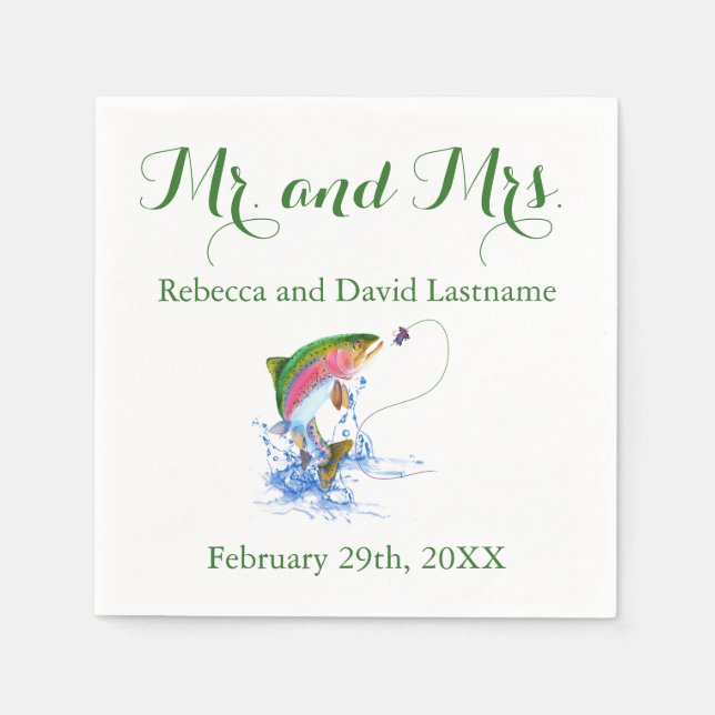 Hochzeit von Fischereiforellen Serviette (Vorderseite)