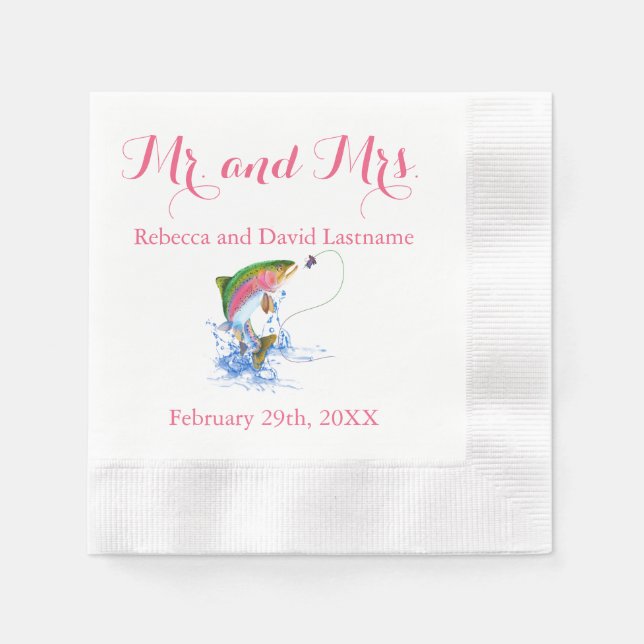 Hochzeit von Fischereiforellen Serviette (Vorderseite)