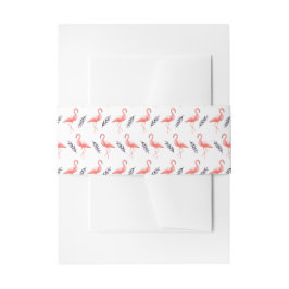 Hochzeit von Flamingos und tropischen Palmenblätte Einladungsbanderole