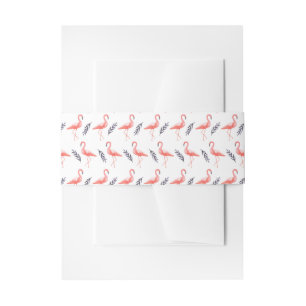 Hochzeit von Flamingos und tropischen Palmenblätte Einladungsbanderole