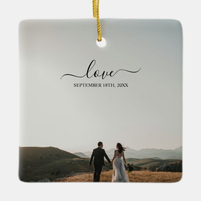 Hochzeit von Foto Memory Liebe Keramikornament (Vorderseite)