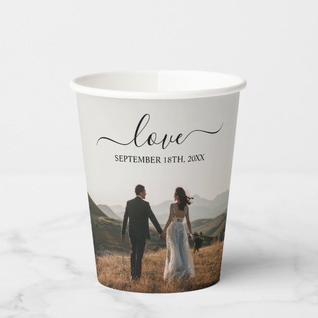 Hochzeit von Foto Memory Liebe Pappbecher (Links)