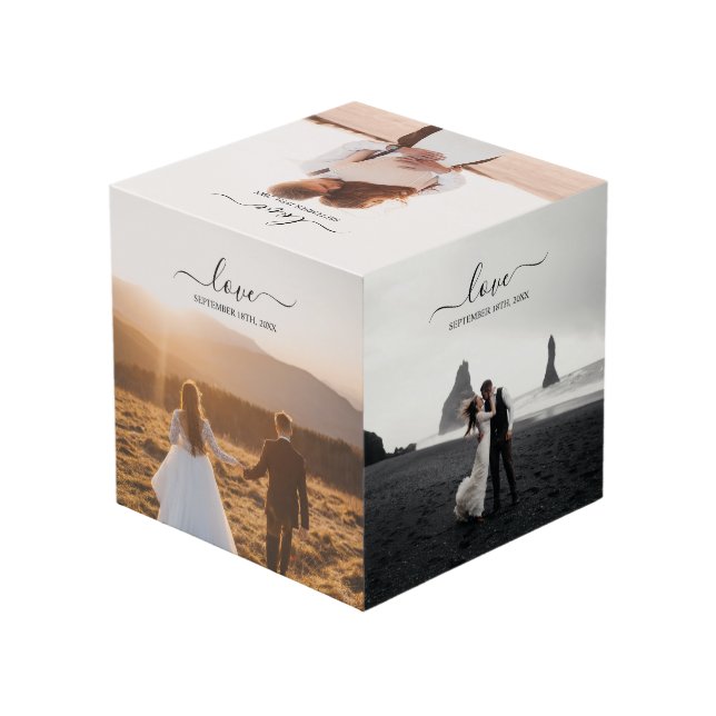 Hochzeit von Foto Memory Liebe Würfel (Rückseite Schrägansicht)