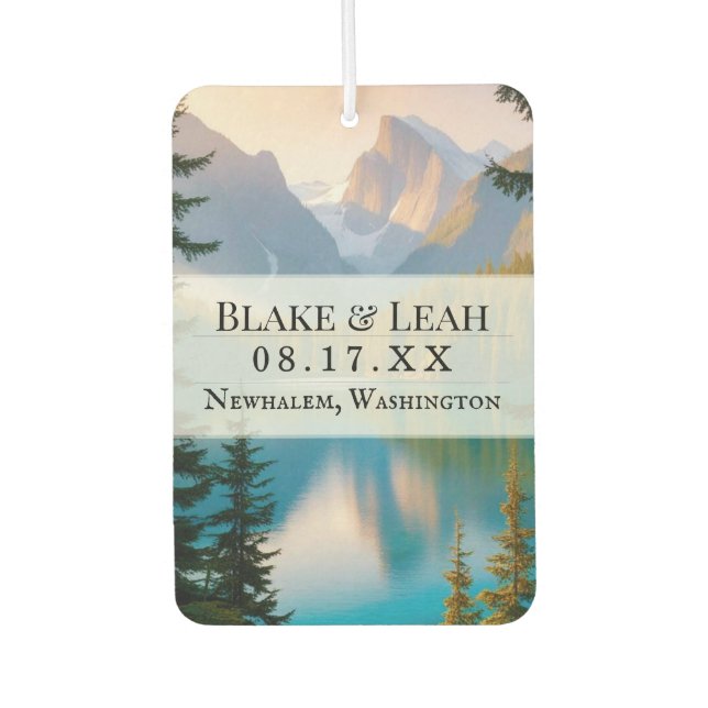 Hochzeit von Foto und Date Air Freshener Autolufterfrischer (Vorderseite)