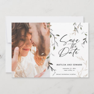 Hochzeit von Fotos aus geächtetem Blattblättern Save The Date