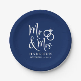 Hochzeit von Frau Navy Blue Pappteller