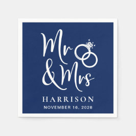 Hochzeit von Frau Navy Blue Serviette