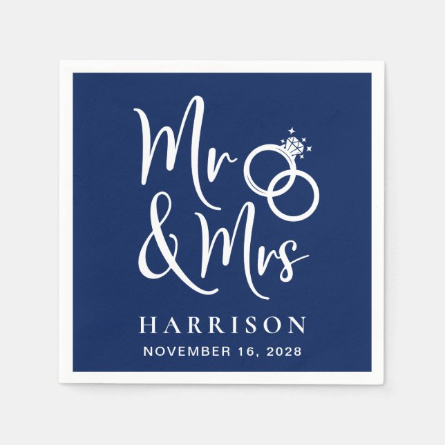 Hochzeit von Frau Navy Blue Serviette (Vorderseite)