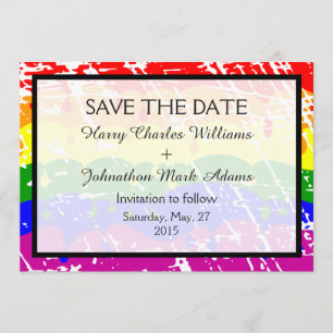 Hochzeit von Gay Rainbow Freedom Flag Sichern das Save The Date