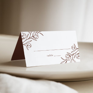 Hochzeit von geätztem Blumenbraun Platzkarte