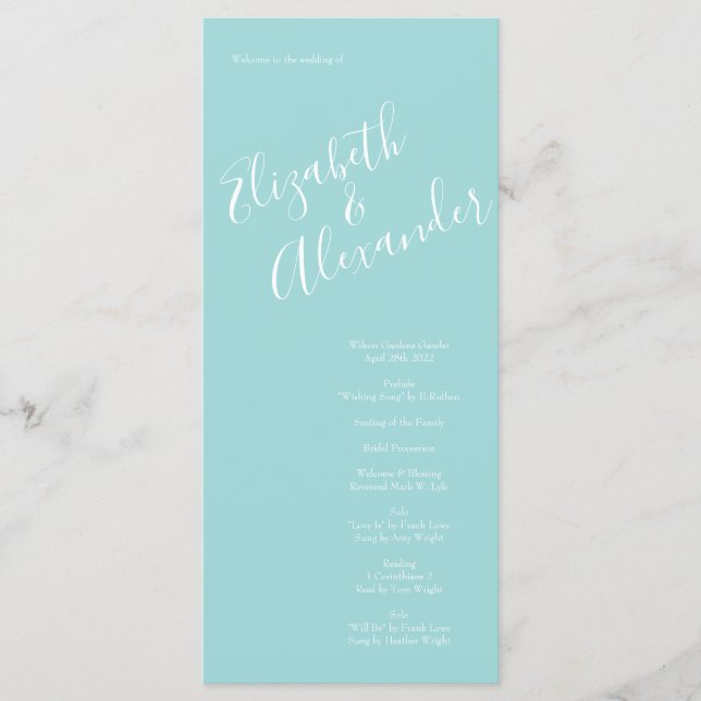 Hochzeit von Gelb und Aqua Vintager Frühling Menükarte (Vorderseite)
