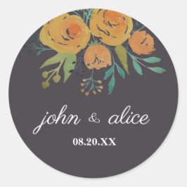 Hochzeit von Gelb und Braun Runder Aufkleber