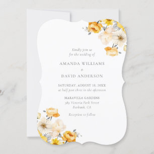 Hochzeit von Gelb und Pfirsichblumen Einladung