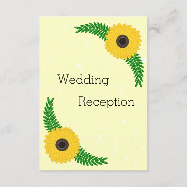 Hochzeit von gelbfarbenen Sonnenblumen Begleitkarte (Vorderseite)