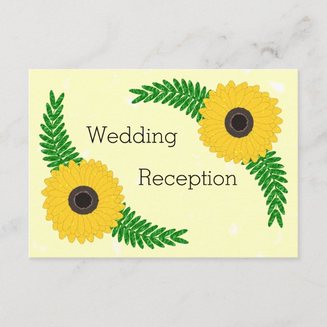 Hochzeit von gelbfarbenen Sonnenblumen Begleitkarte (Vorderseite)