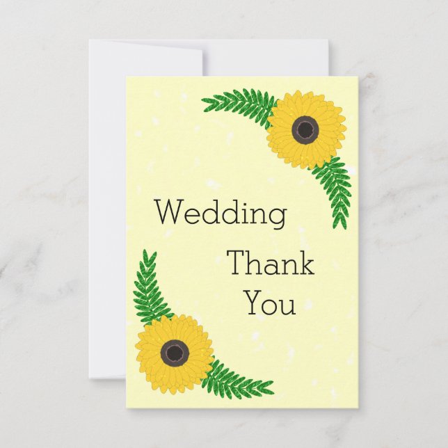 Hochzeit von gelbfarbenen Sonnenblumen Dankeskarte (Vorderseite)