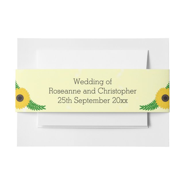 Hochzeit von gelbfarbenen Sonnenblumen Einladungsbanderole (Vorderseite Beispiel)
