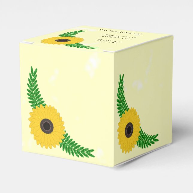 Hochzeit von gelbfarbenen Sonnenblumen Geschenkschachtel (Vorderseite)