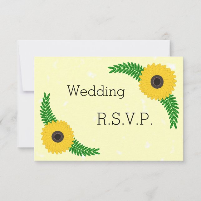 Hochzeit von gelbfarbenen Sonnenblumen RSVP Karte (Vorderseite)