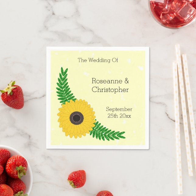 Hochzeit von gelbfarbenen Sonnenblumen Serviette (Beispiel)