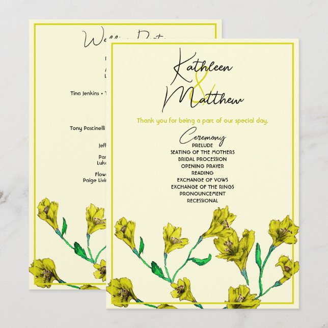 Hochzeit von Gelbflora Programm (Vorne/Hinten)