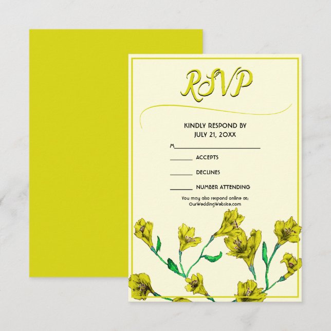 Hochzeit von Gelbflora RSVP Karte (Vorne/Hinten)