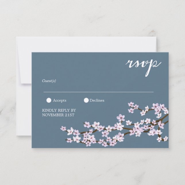 Hochzeit von gemalten Kirschblüten RSVP Karte (Vorderseite)