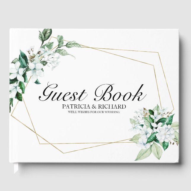 Hochzeit von geometrischen Blumenarten Gästebuch (Vorderseite)