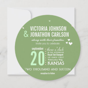 Hochzeit von geometrischer Schrift mit grün und ro Einladung
