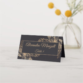 Hochzeit von Gold Black Imitats Metal Floral Desig Platzkarte