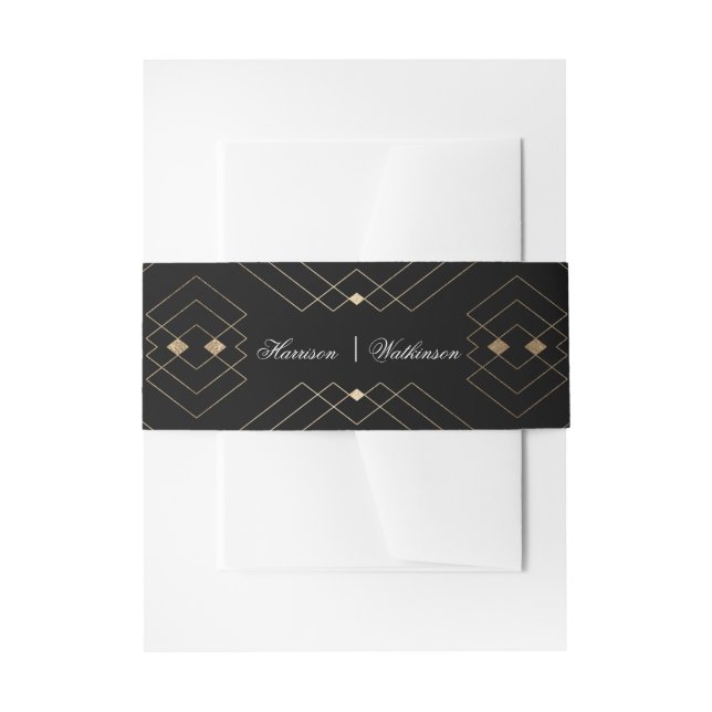 Hochzeit von Gold Diamond Black Geometric Deko Einladungsbanderole (Vorderseite Beispiel)