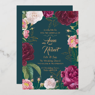 Hochzeit von Gold & Emerald Green Folieneinladung