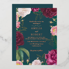 Hochzeit von Gold & Emerald Green Folieneinladung
