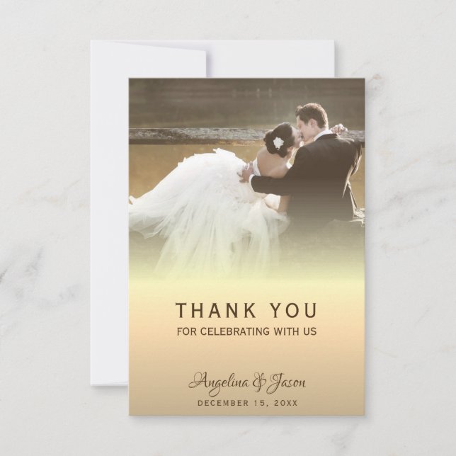 Hochzeit von Gold-Foto Dankeskarte (Vorderseite)