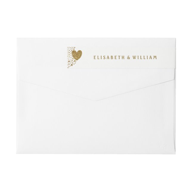 Hochzeit von Gold Glitzer Heart and Stars (Rückseite)