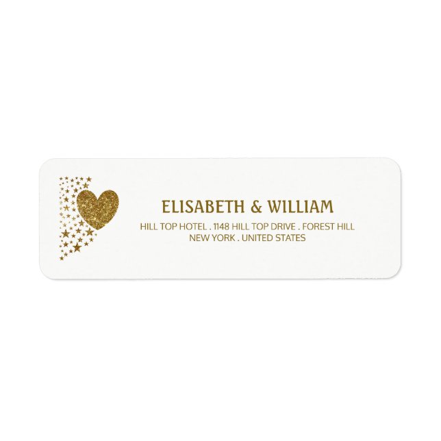 Hochzeit von Gold Glitzer Heart and Stars (Vorne)