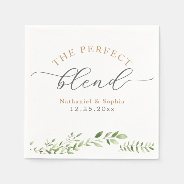 Hochzeit von Gold Greenery Serviette (Vorderseite)