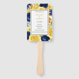Hochzeit von Gold Navy Blue Floral Fächer