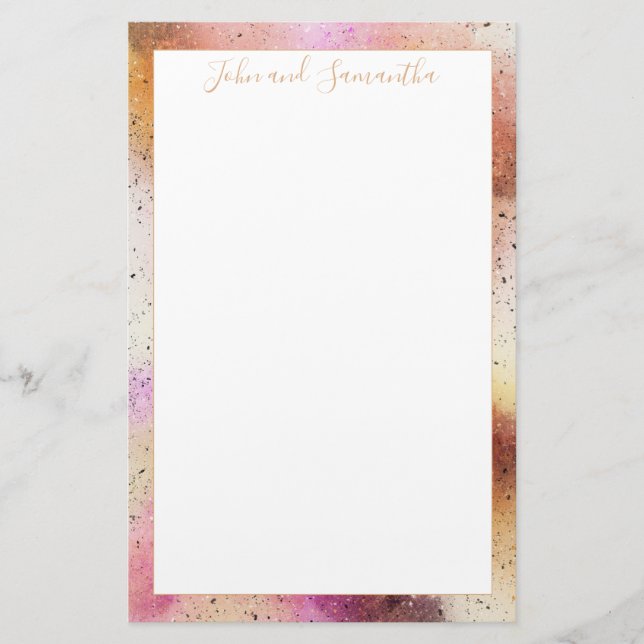 Hochzeit von Gold Pink Sky Briefpapier (Vorderseite)
