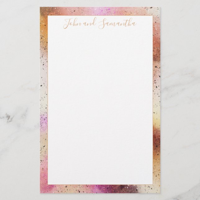 Hochzeit von Gold Pink Sky Briefpapier (Vorderseite)