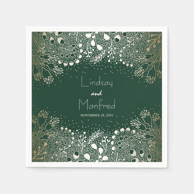Hochzeit von Gold und Emerald Green Serviette (Vorderseite)