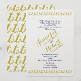 Hochzeit von Gold und Navy-Anchor-Strand Einladung