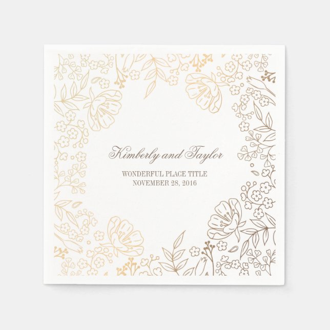 Hochzeit von Gold und Weiß Serviette (Vorderseite)