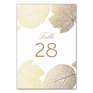 Hochzeit von Gold und Weißen Herbstlauben Tischnummer