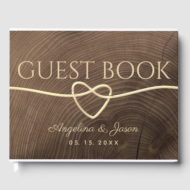 Hochzeit von Gold Wood Gästebuch (Vorderseite)