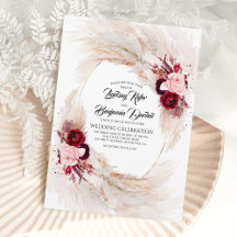 Hochzeit von grasbewachsenen Pampas in Burgund Rot